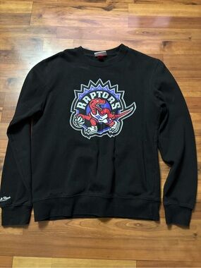 Mitchell & Ness Black Toronto Raptors Crewneck with Red Logo